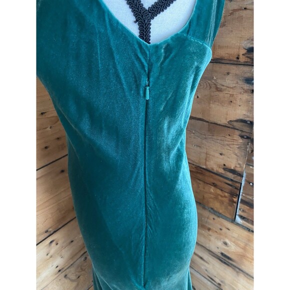 J Peterman Vintage Silk Rayon Velvet Evening Dress Women’s 2 Gown Emerald Green - Picture 8 of 12
